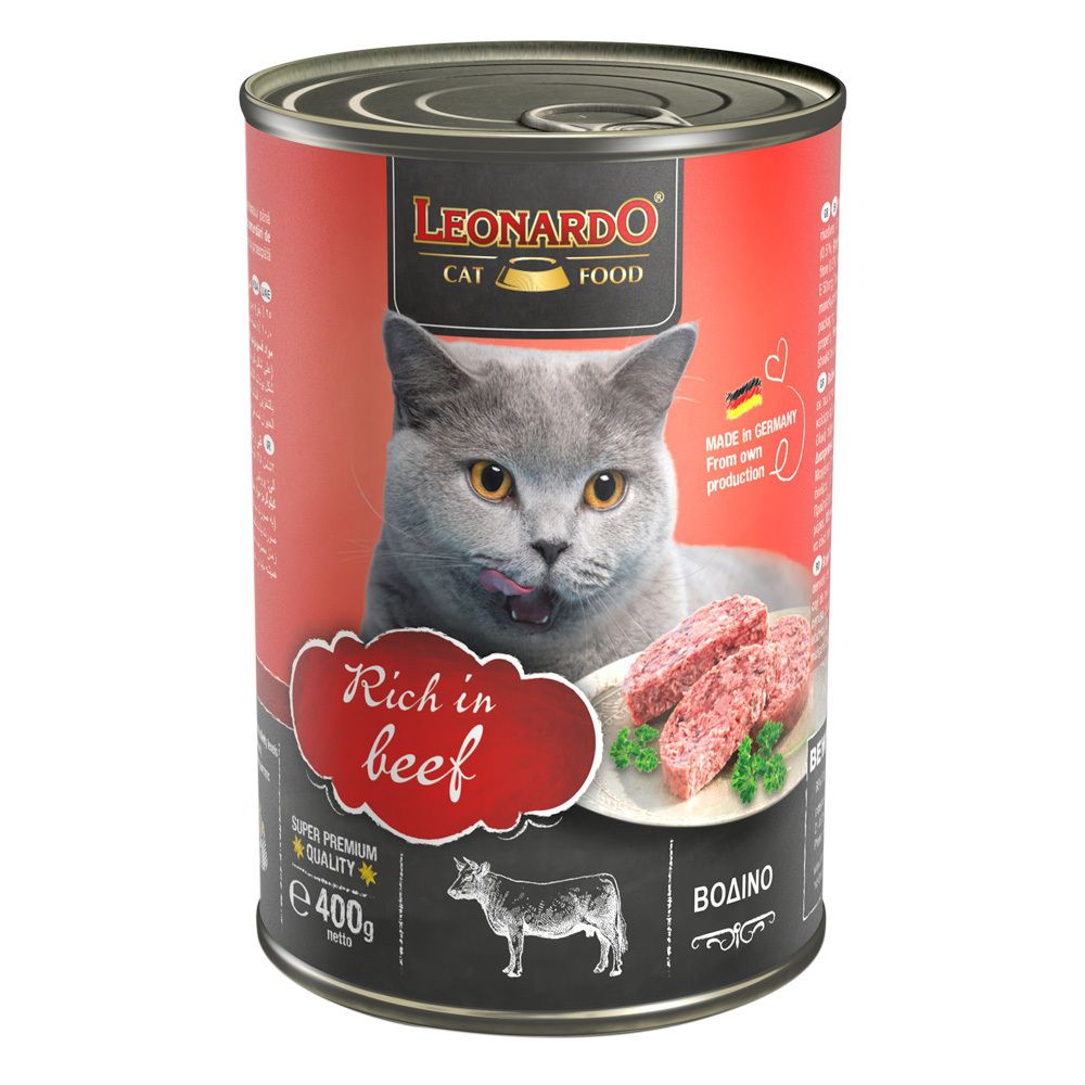 Консервы Leonardo Rich In Beef для взрослых кошек говядина 400 г