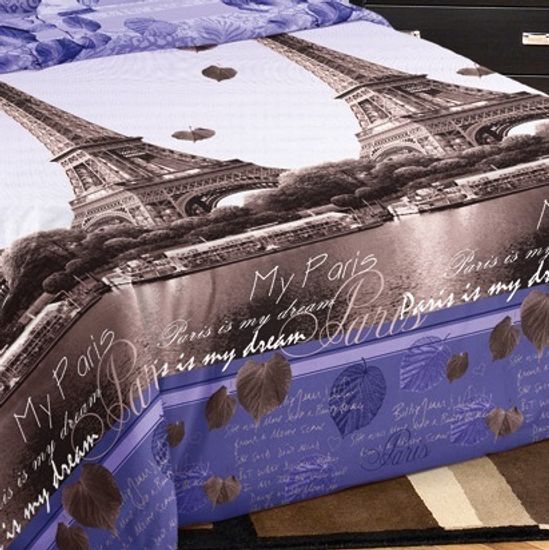 Двуспальный комплект постельного белья Романтика Парижа поплин