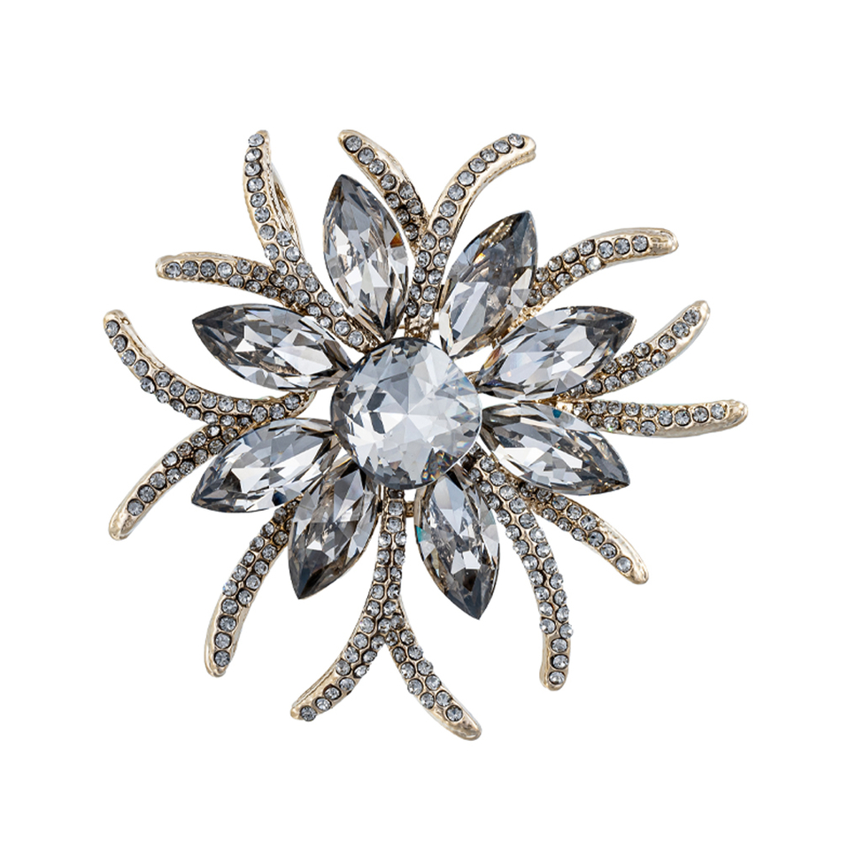 Брошь Fiore Luna Самоцвет Чешский горный хрусталь BR13756M BW/G