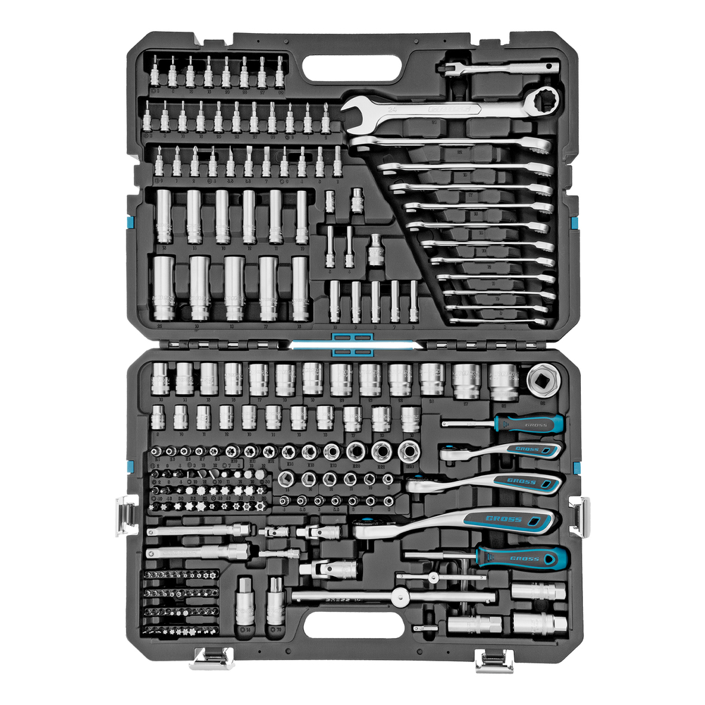 Набор инструментов, 1/2", 3/8", 1/4", CrV, 120 зубьев, 216 предметов Gross