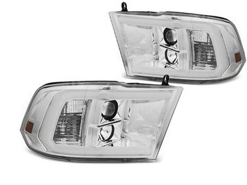 Передние фары Tube Light для Dodge Ram IV (09-18) хромированные