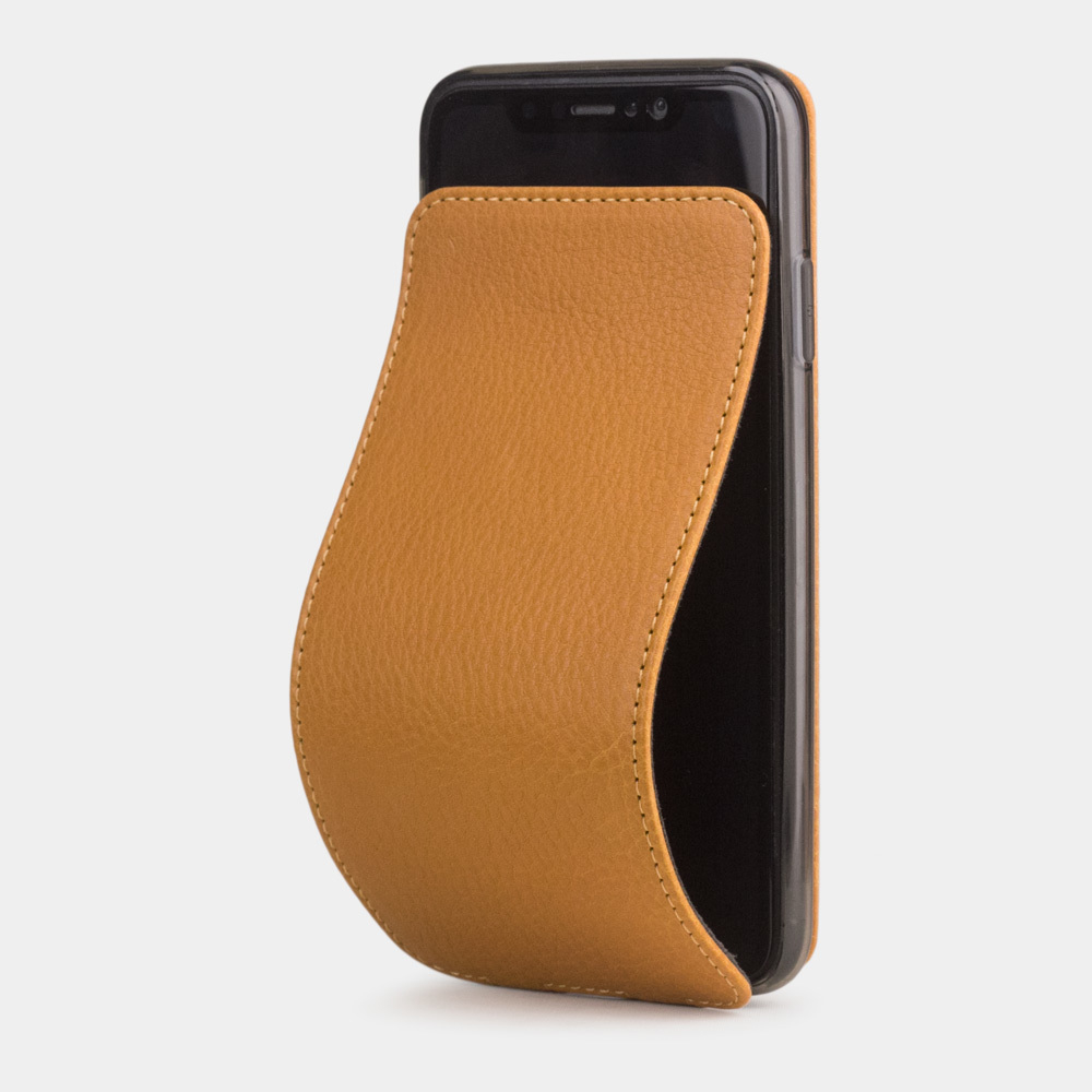 Чехол для iPhone XS Max из натуральной кожи теленка, рыжего цвета