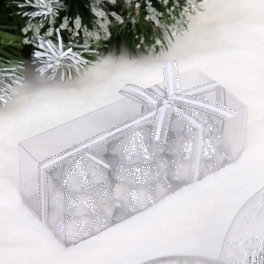 Свечи новогодние «Ёлочка» 13*4,5*4,5 см (набор 3 шт), Серебро