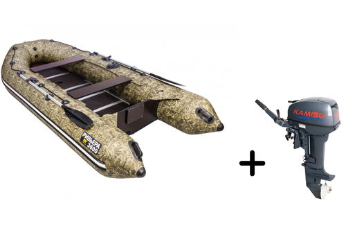 Ривьера 3600 СК Компакт камуфляж + KAMISU T 9.9 BMS (комплект лодка + мотор)