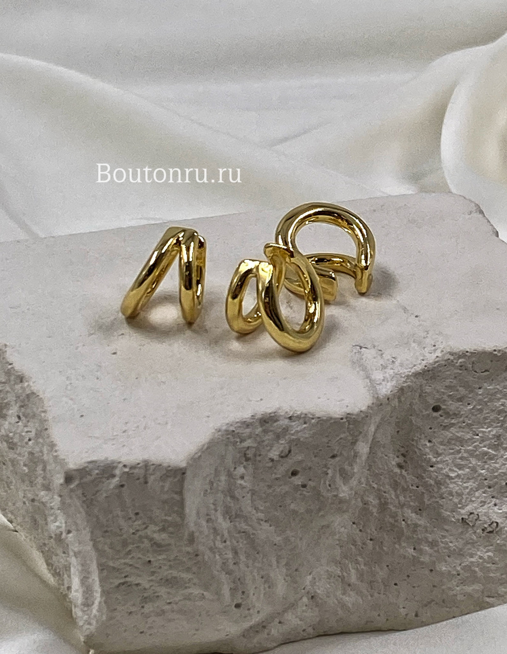 Серьги каффы золотые двойные