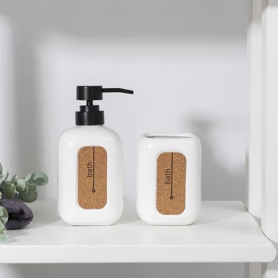 Набор аксессуаров для ванной комнаты Доляна «Лофт», 2 предмета (дозатор для мыла, стакан)