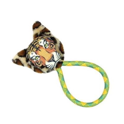 Игрушка-дразнилка для собак GoSi "Тигр" на плетеном шнуре 30 см