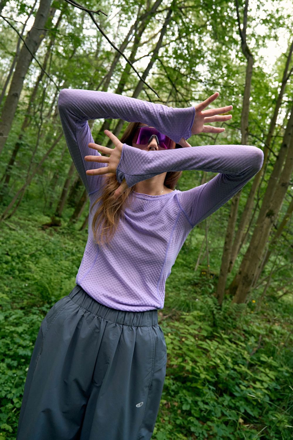 Лонгслив Nothomme Blue Wool Jacquard Mesh T-shirt "Light Purple" Women's