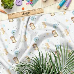 Ткань атлас радостные ёжики и добрые мишки