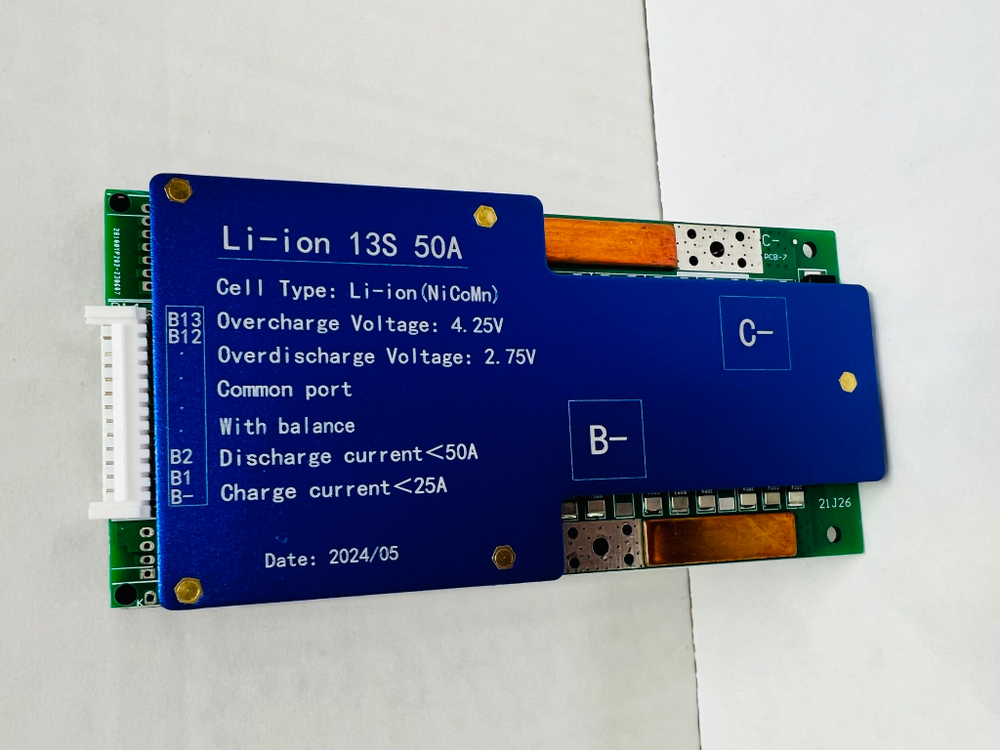 BMS плата управления АКБ Li-ion 13s 48V(54,6V) 50A симметричная с балансировкой