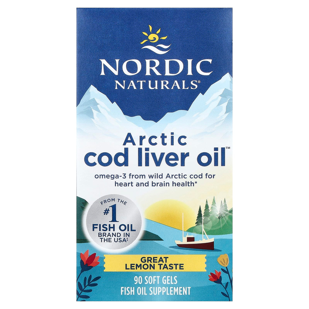 Nordic Naturals, Arctic Cod Liver Oil™, лимон, 90 капсул