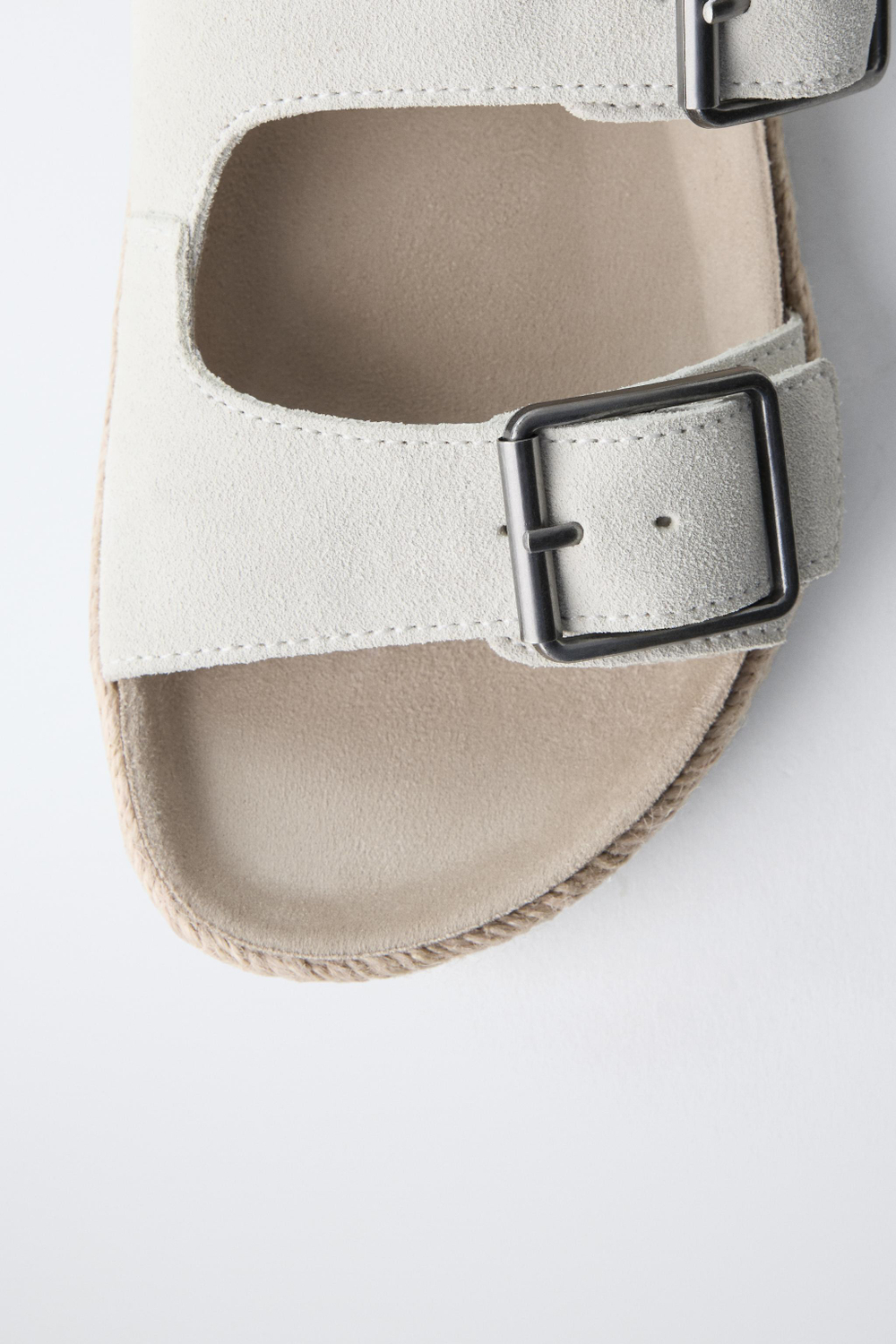 ZARA КОЖАНЫЕ САНДАЛИИ С ПРЯЖКАМИ, ЭКРЮ