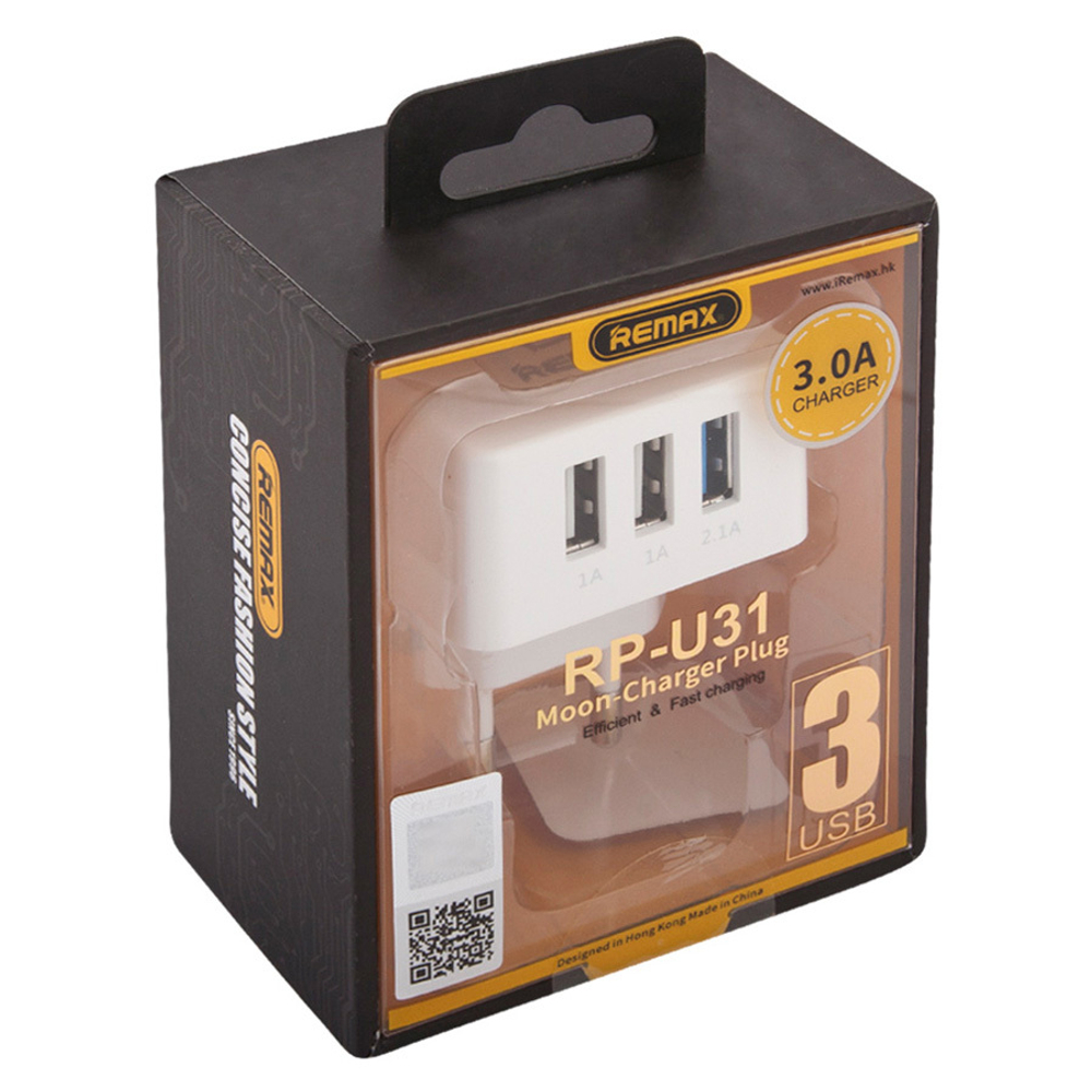Сетевое зарядное устройство USB Remax RP-U31 (3 порта) Белый