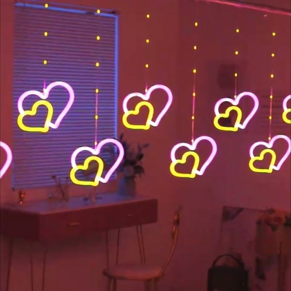 Гирлянда для дома бахрома "Сердца" 5м,LED, 8 реж, мультицвет (Серпантин)