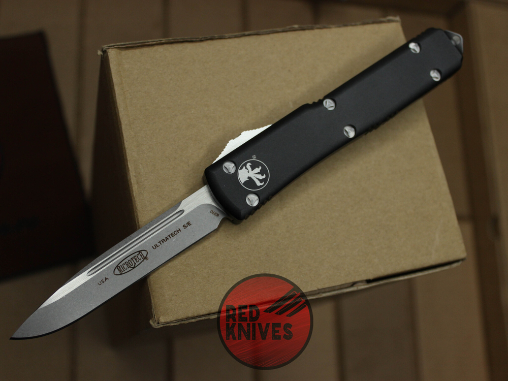 Нож Microtech Ultratech Standard S/E A+++ - черная рукоять, клинок апокалиптик