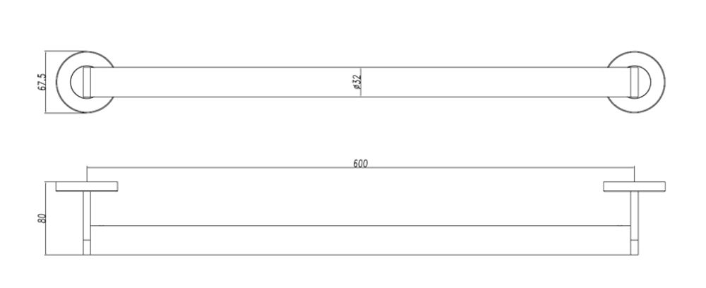 Поручень прямой 600 мм нерж. сталь NOFER 15254.60.B глянцевый