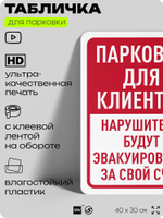 Табличка для парковки "Парковка для клиентов", для дома, офиса, организаций, 40х30 см, Silver Plane x Айдентика Технолоджи