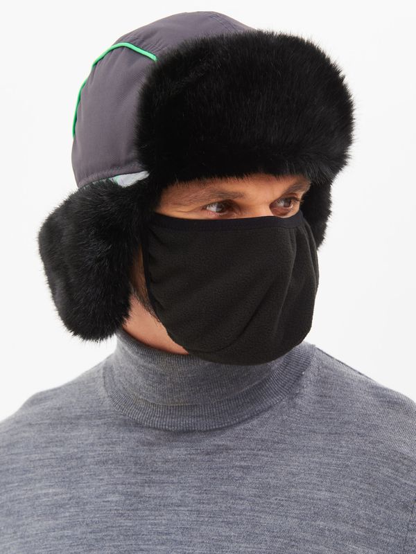 Шапка ушанка зимняя Yakutia цвет Тёмно-серый ткань Galaxy Breathable иск. мех Норка