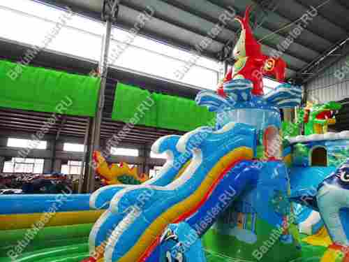 Коммерческий надувной батут "Затерянный остров, три горки" 12*7*7 м