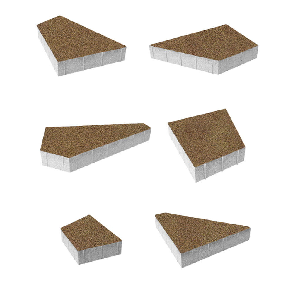 Тротуарная плитка ОРИГАМИ Листопад гранит Сахара, комплект из 6 видов плит