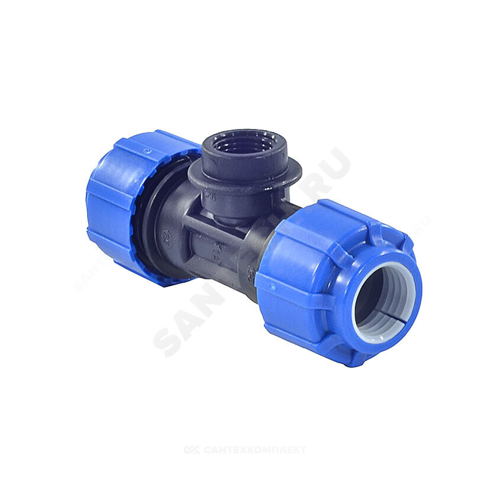 Тройник компрессионный ПЭ Дн 25х1/2"х25 ВР Ру16 ТПК-АКВА 52251225
