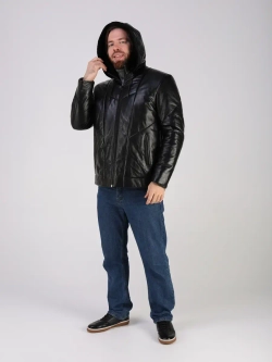 Куртка зимняя кожаная с капюшоном пуховик