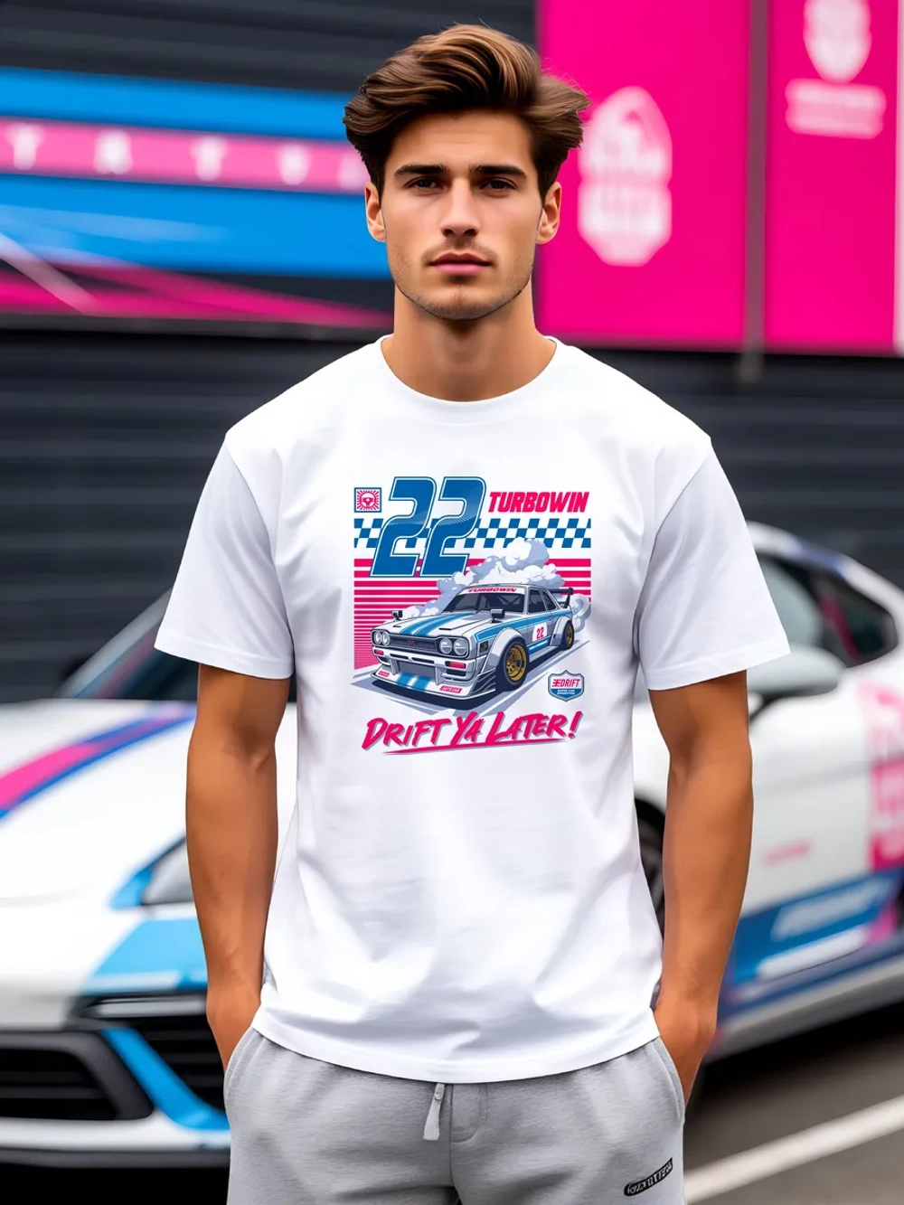 Футболка мужская y2k с принтом машиной