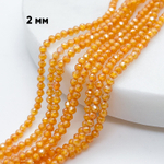 Фианит (кубический цирконий), цвет мандарин, размер 2 мм, цена за нить около 195 шт (38 см)