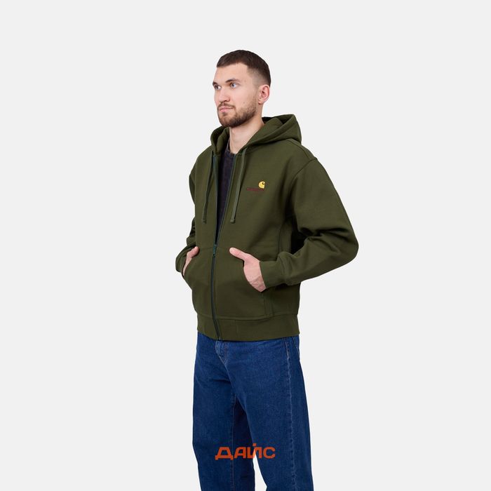 Толстовка мужская Carhartt WIP Hooded American Script Jacket  артикул:I033063_tarragon - купить в магазине Дайс