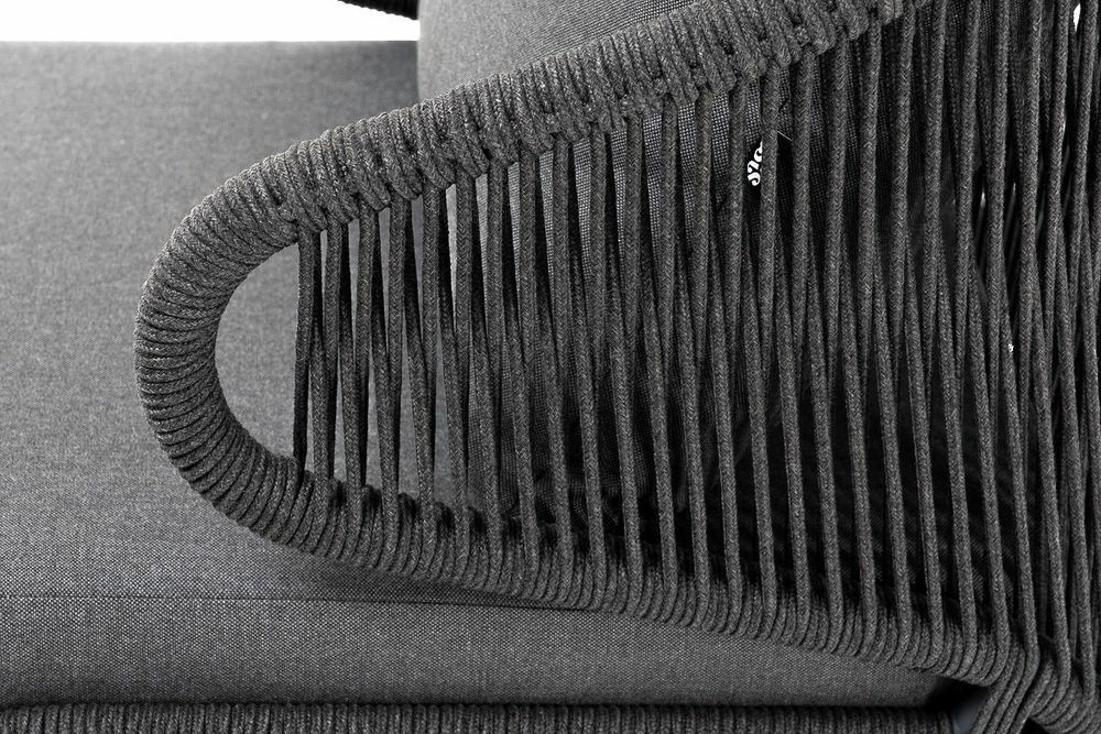 "Милан" лаунж-зона 5-местная плетеная из роупа (веревки), каркас алюминиевый серый, роуп темно-серый