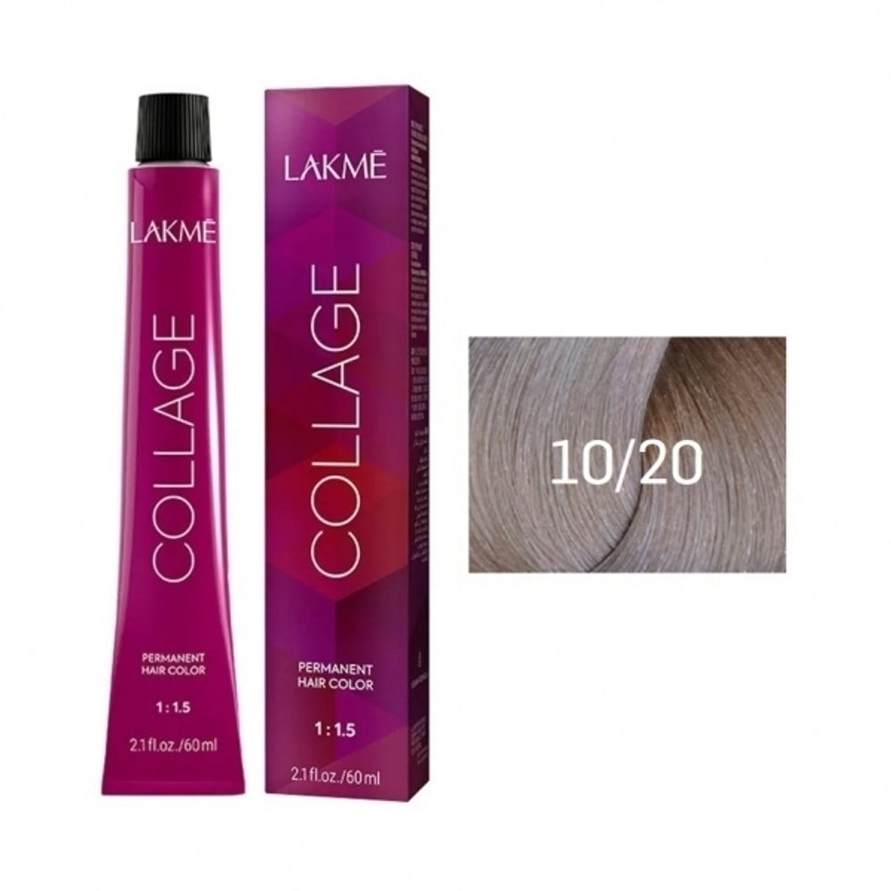 Lakme Collage Крем-краска для волос, 10/20 Очень светлый блондин фиолетовый, 60 мл
