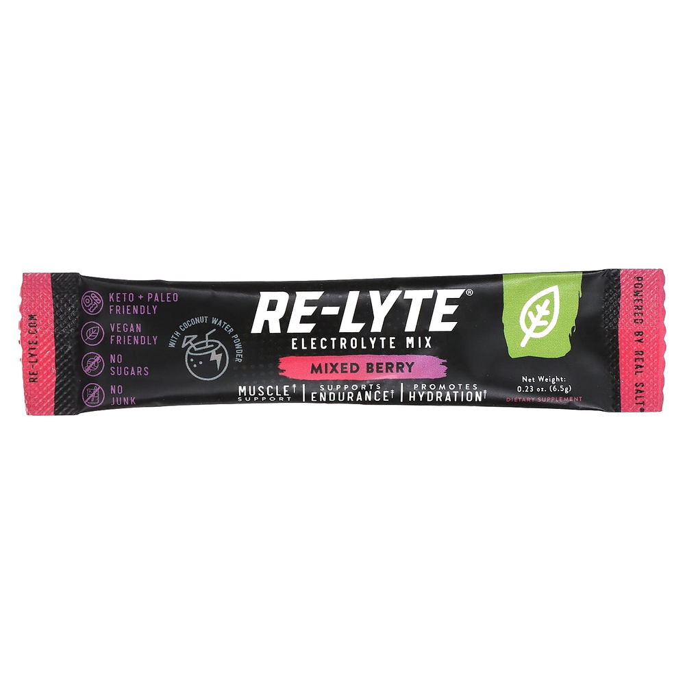 Redmond, Re-Lyte, смесь электролитов, ягодное ассорти, 15 пакетиков по 6,5 г (0,23 унции)
