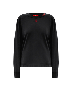 VIVIENNE WESTWOOD RED LABEL ЛОНГСЛИВ ЧЕРНЫЙ С ВЫШИВКОЙ В ВИДЕ ЛОГОТИПА БРЕНДА