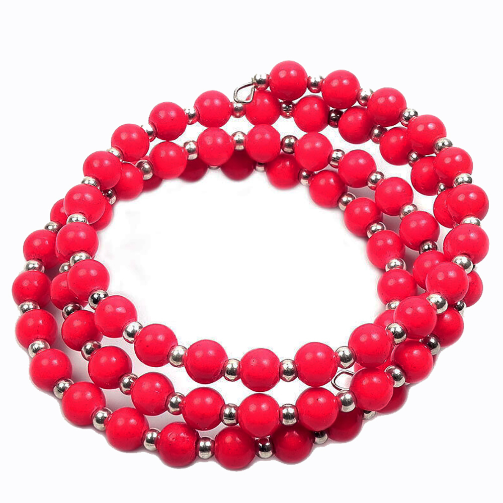 Браслет "Пружинка" коралл красный асс.