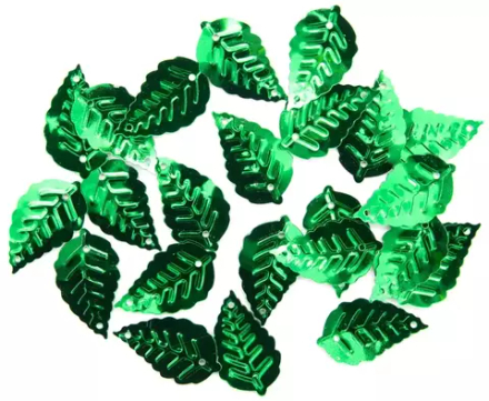 Пайетки 'листочки', 13*25 см, упак./10 гр., 'Астра' (4 зеленый)