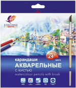 Карандаши 24цв. акварельные «Классика цвета» с кистью, дерев. (Луч)