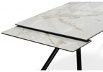 Керамический стол Woodville Ворен 180(240)x90 calacatta gold, черный, ножки черные
