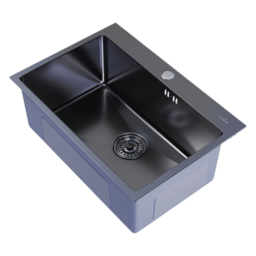 Мойка настол.монтаж 65х45 (3,0) вып 3 1/2  MIXLINE PRO 22см с сифоном (черный графит)