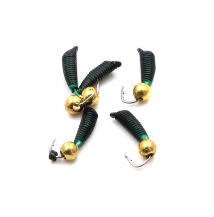 Мормышка вольф. безнасадочная "ЯМАН" Ручейник №2, d-1.5 мм, L-7 мм, вес 0,50 гр.,латунный шар,  цв. Зеленый