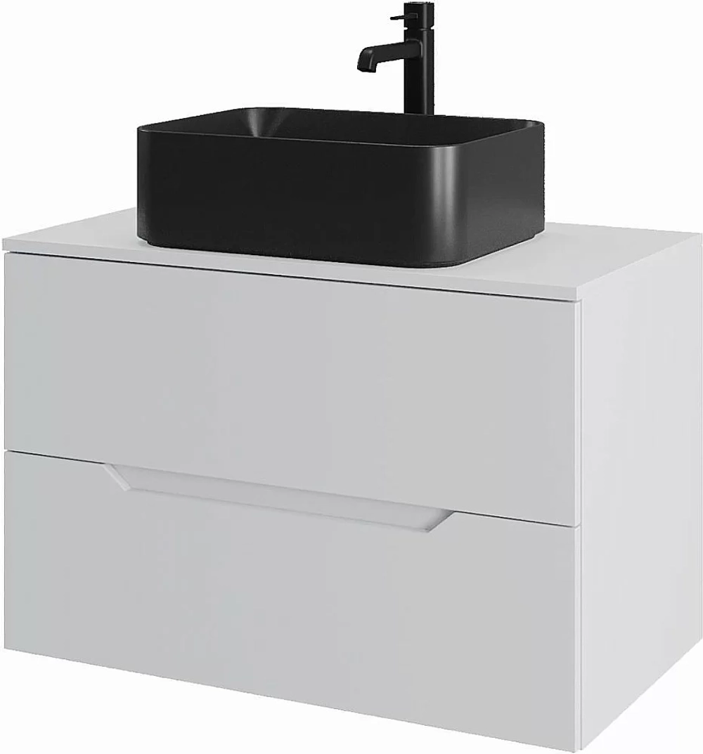 Тумба с раковиной Orange Line 80 Li-80TuwMDF+B02-460MB белый/черный