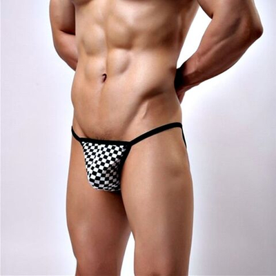 Мужские трусы-танга в черно-белую клетку (Размер: XL) (Цвет: разноцветный)