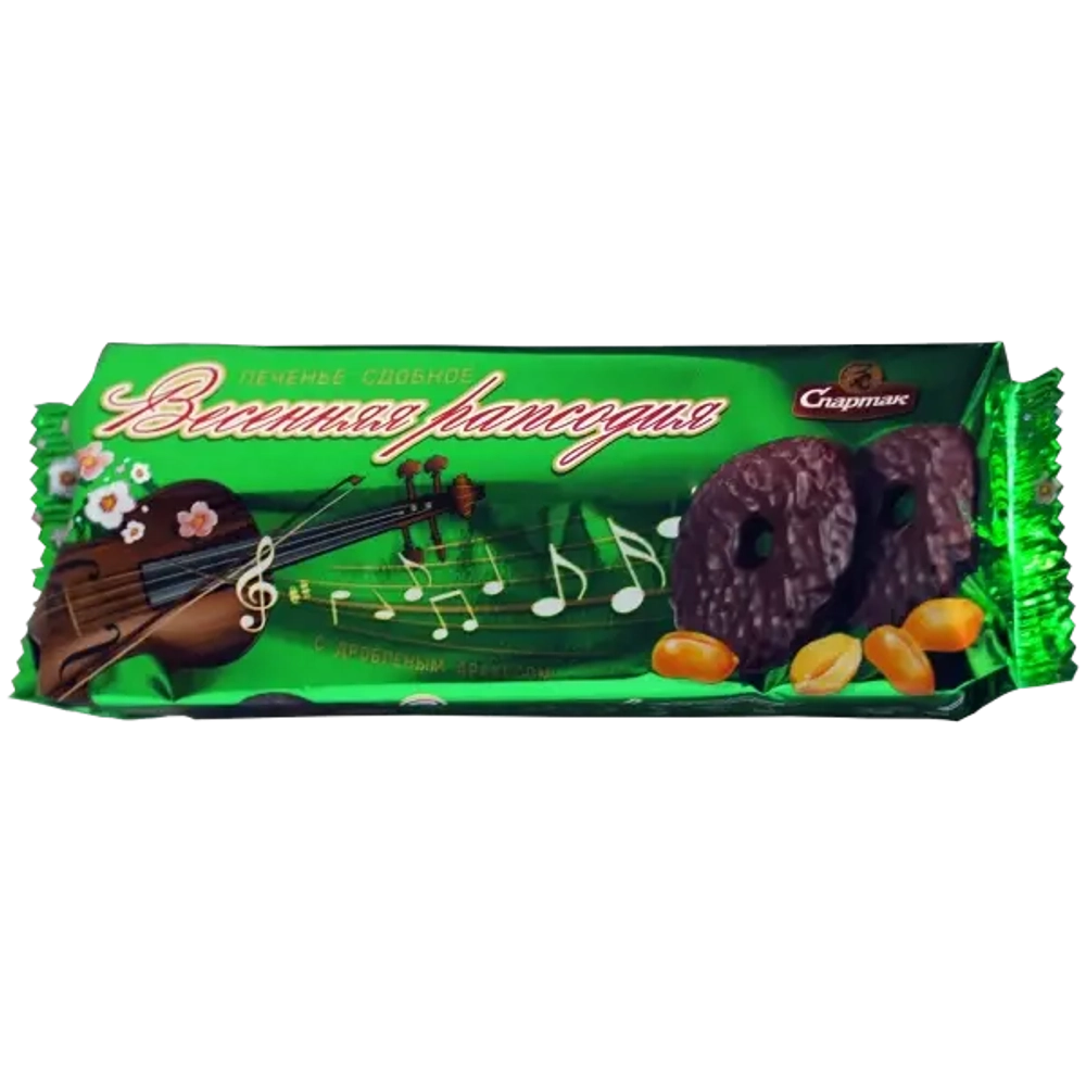 Печенье сдобное в шоколадной глазури с дробленным орехом «Весенняя рапсодия» «СПАРТАК»