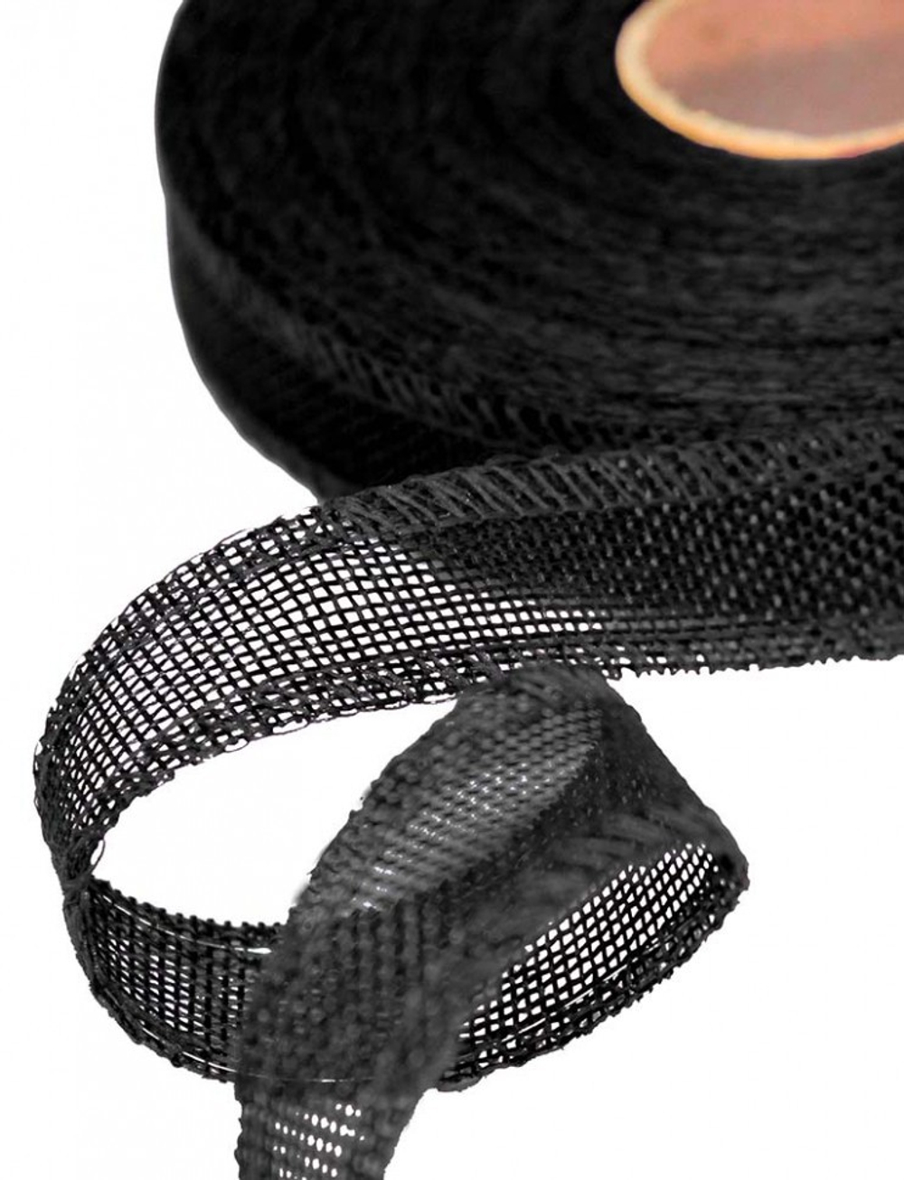 Лента Льняная 2,5см х 28м с проволокой (Черный)