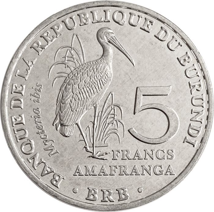 5 франков 2014 Бурунди «Африканский клювач»