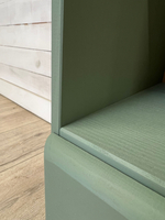 Стеллаж 40х32х182, Бритта, деревянный, с ящиком для вещей и полками, массив сосны, зеленый эвкалипт, Dipriz