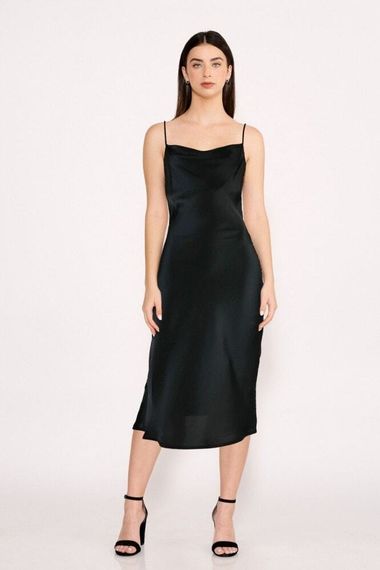 Qadın üçün ipək əlbisə qara