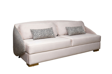 Диван трехместный Garda Decor Palazzo бежевый велюр с принтом механизм пума