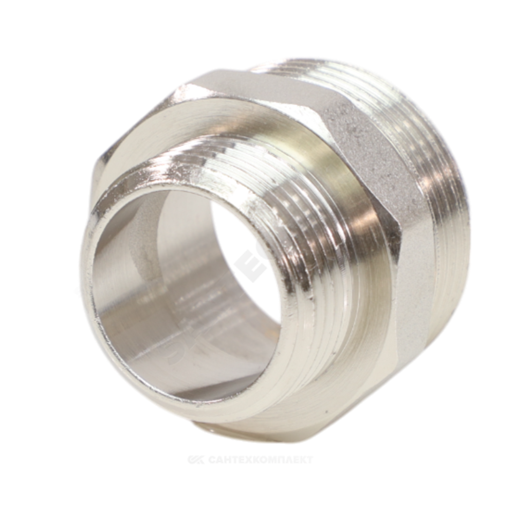 Ниппель латунь никель переходной Ду 40х25 (1 1/2"х1") НР VALFEX VF.580.N.112.100