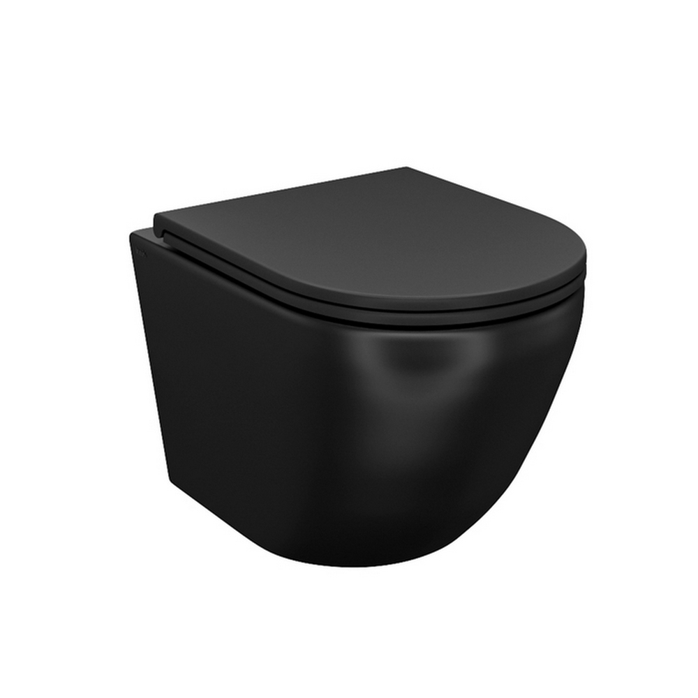 Унитаз подвесной безободковый IDDIS BLAR3BMi25 "Blanko" сиденье дюропласт, микролифт ЧЕРНЫЙ матовый