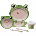 Набор детской посуды из бамбука 5 предметов «Лягушка»